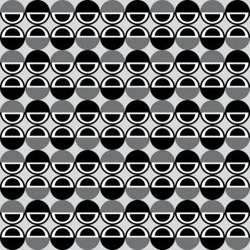 Geometric pattern with black white e grey circles and semicircles Stock Illustration