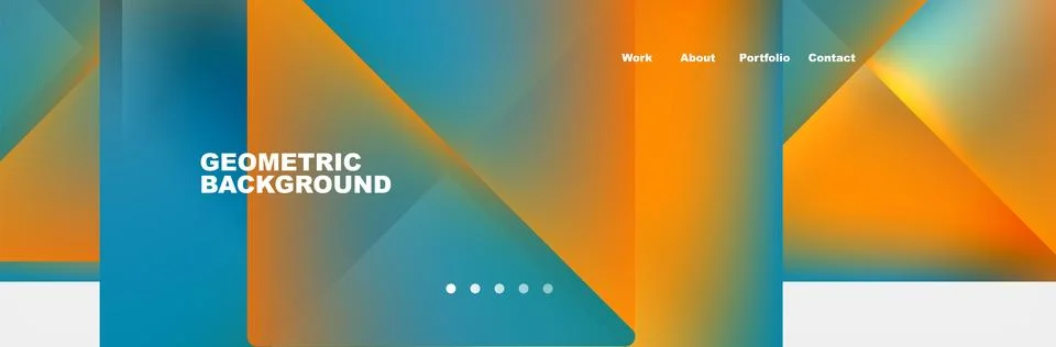 Geometric pattern with blue and orange triangles on electric blue background 스톡 일러스트