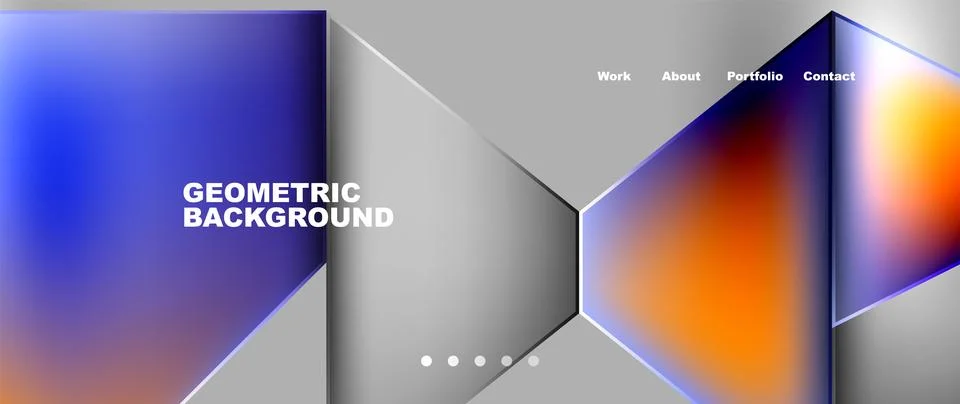 Geometric pattern of blue and orange triangles on gray background Stock Illustration