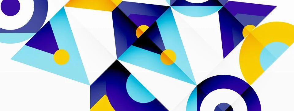 A geometric pattern with blue and yellow on white background Stock Illustration