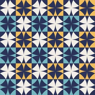 Geometric pattern with blue and yellow accents, seamless repeating patterns,  Illustrazione stock