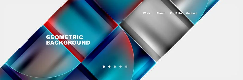 Geometric pattern of blue, red, and silver squares on white background Illustrazione stock