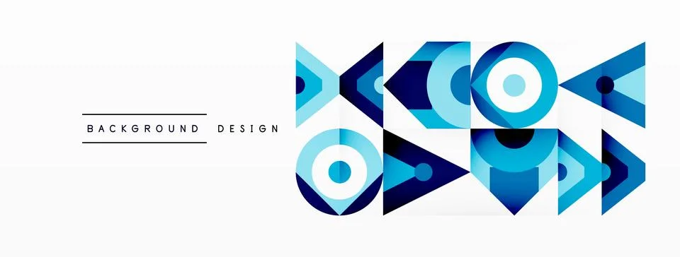Geometric pattern blue triangles, arrows on white background Illustrazione stock