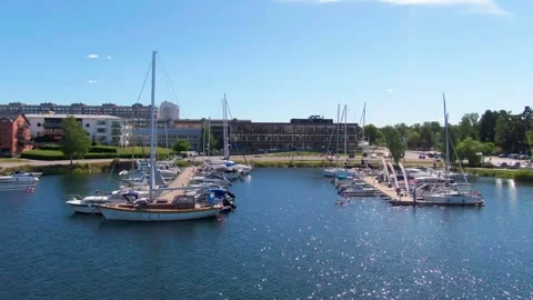 Geometric Pattern of Boat Docks in Swedish Marina Stock Footage 324935789