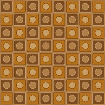 Geometric pattern with brown and beige squares and circles Stock Illustration