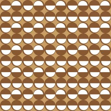 Geometric pattern with brown and white circles on beige background Stock Illustration
