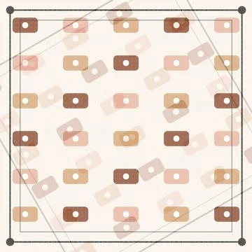Geometric pattern of brown rectangular tiles with circular cutouts on light.. Stock Illustration