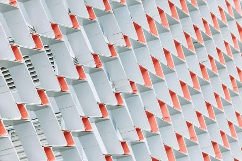 Geometric pattern of building decoration panels. Uniform structure forms an.. Stock Photos