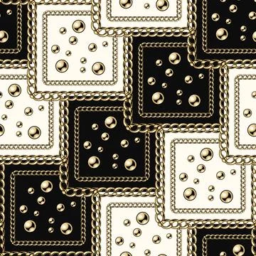 Geometric pattern with chain, overlapping squares Stock Illustration