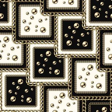 Geometric pattern with chain, overlapping squares Stock Illustration