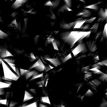 Geometric pattern of chaotic random shapes. Rough edgy texture.  Abstract mon Stock Illustration