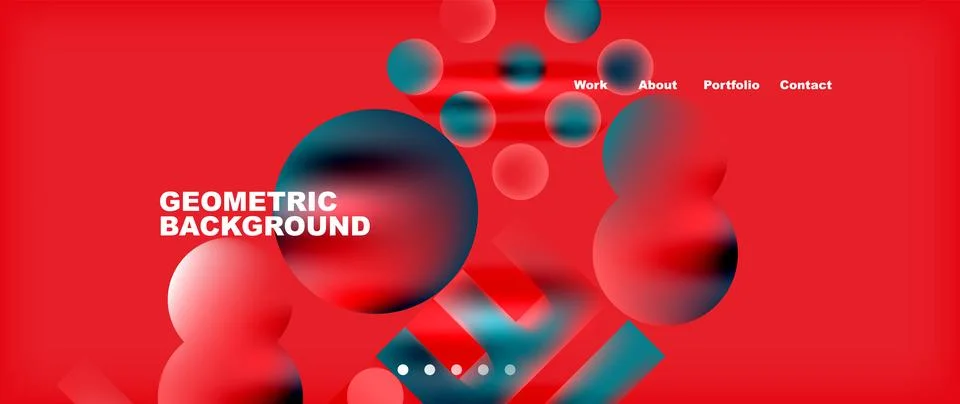 Geometric pattern with circles and arrows on red and electric blue background Illustrazione stock