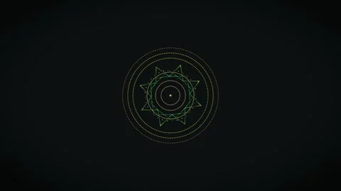 Geometric pattern with circles and lines on dark background Stock Footage 336995234
