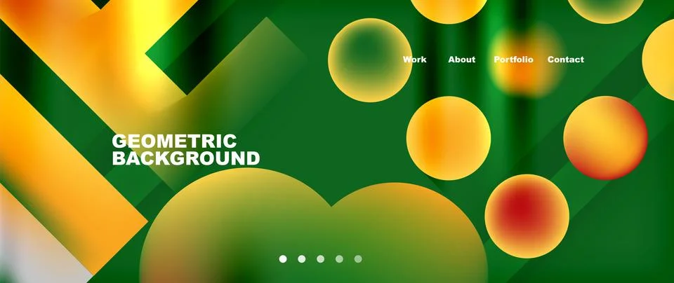 Geometric pattern with circles and lines on a green and yellow background イラスト素材