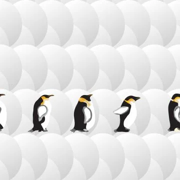 Geometric pattern with circles and penguins Stock Illustration