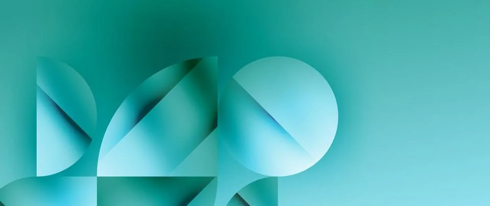 Geometric pattern of circles and squares on Azure background Stock Illustration