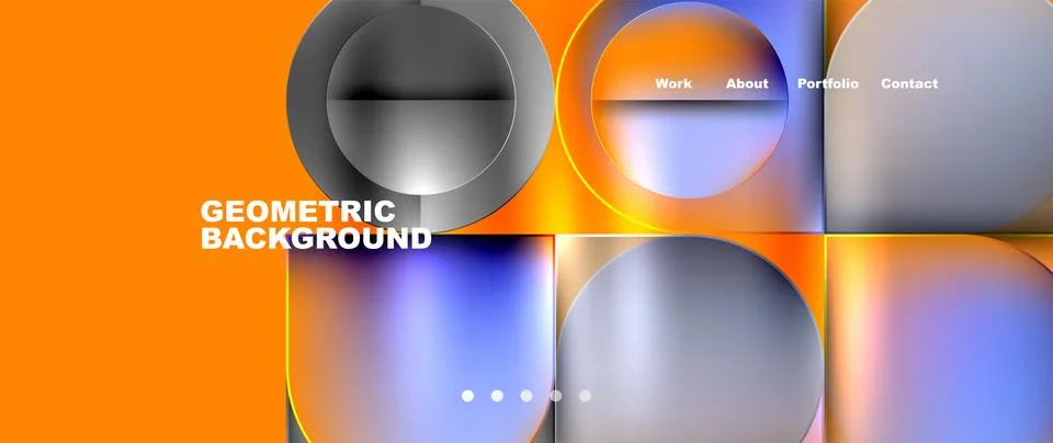 Geometric pattern of circles and squares on an orange background Illustrazione stock