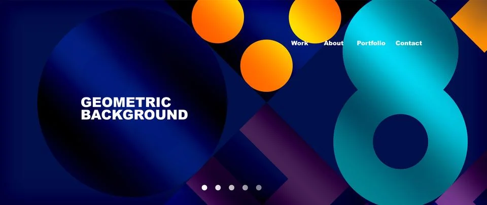 Geometric pattern of circles and squares in electric blue on azure background Stock Illustration