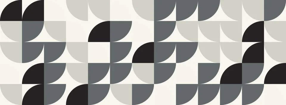 Geometric pattern with circles and squares in shades of gray and cream Stock Illustration