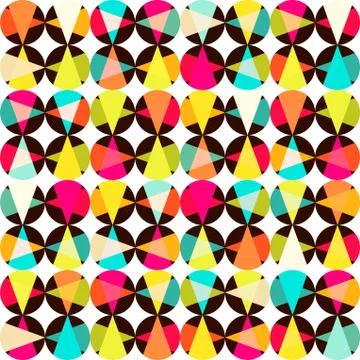 Geometric pattern of circles and triangles. colored circles seamless pattern. Stock Illustration