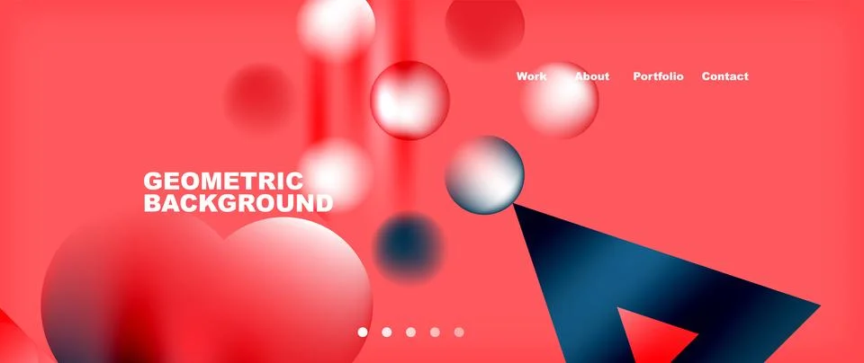 Geometric pattern with circles and triangles on a vibrant red background Stock Illustration