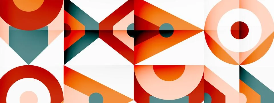 Geometric pattern with circles and triangles on white background 스톡 일러스트