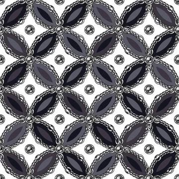 Geometric pattern with circles, chains Stock Illustration