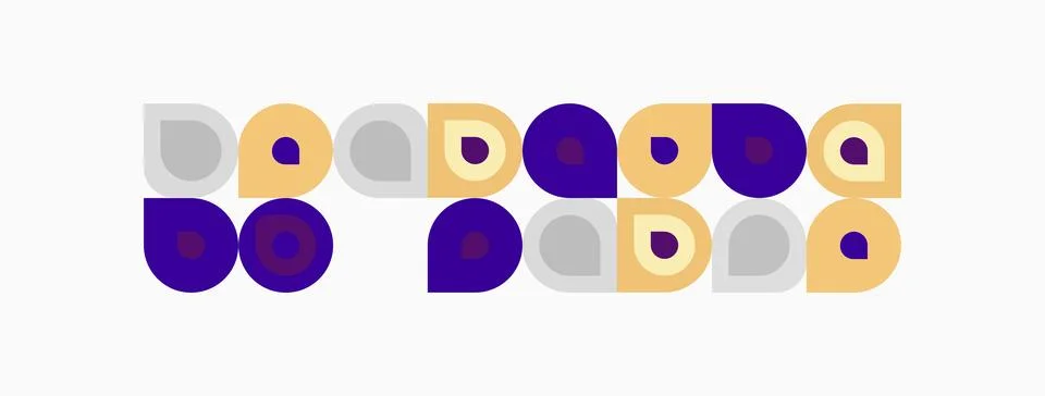 Geometric pattern. Circles, squares, rectangles repeat. Purple, beige, blue.. Stock Illustration