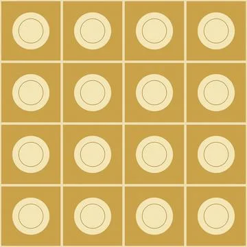Geometric pattern with circular cutouts on mustard background Stock Illustration