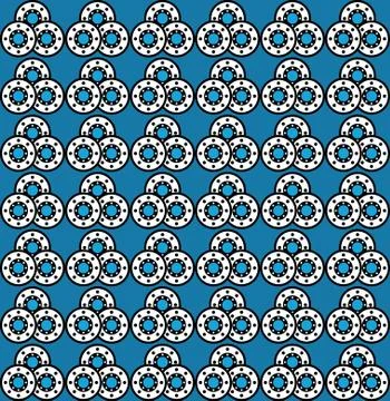 Geometric pattern with circular decorations on blue background Stock Illustration