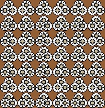 Geometric pattern with circular decorations on brown background Stock Illustration