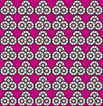 Geometric pattern with circular decorations on pink background Stock Illustration