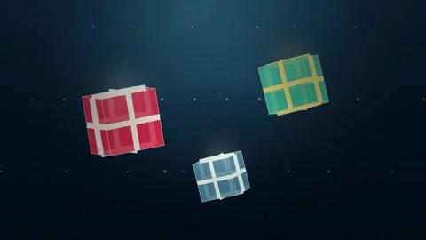 Geometric pattern of colorful cubes floating in dark space Stock Footage 344648917