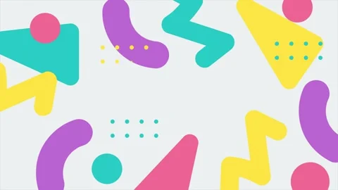 Geometric pattern with colorful shapes and expressive lines on bright color Stock Footage 322146188