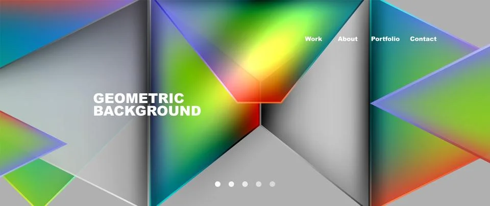 Geometric pattern of colorful triangles on a gray background Illustrazione stock