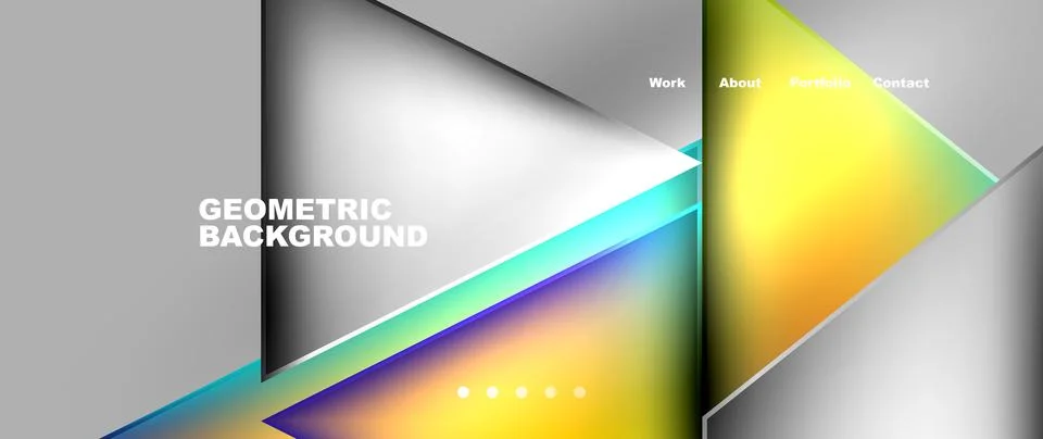 Geometric pattern of colorful triangles on gray backdrop Stock Illustration