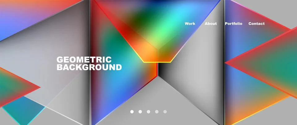 Geometric pattern of colorful triangles on gray background イラスト素材