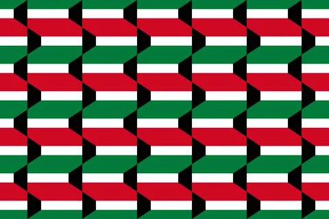 Geometric pattern in the colors of the national flag of Kuwait. イラスト素材