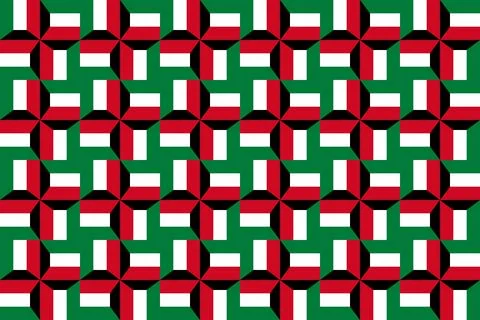 Geometric pattern in the colors of the national flag of Kuwait. イラスト素材