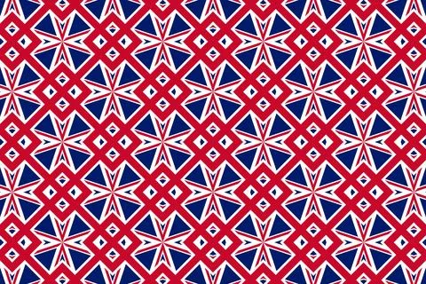 Geometric pattern in the colors of the national flag of United Kingdom. 스톡 일러스트