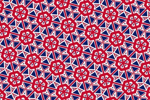 Geometric pattern in the colors of the national flag of United Kingdom. 스톡 일러스트