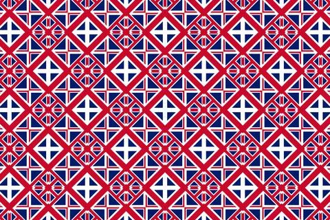 Geometric pattern in the colors of the national flag of United Kingdom. 스톡 일러스트