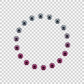 Geometric pattern with concentric circles in purple and white on dark background Stock Illustration