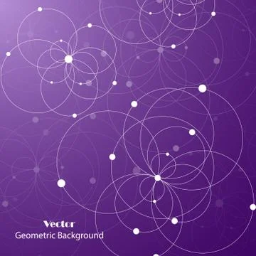 Geometric pattern with connected circles and dots Stock Illustration