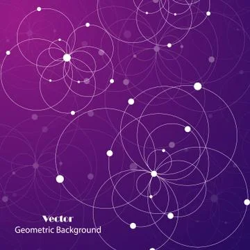 Geometric pattern with connected circles and dots Stock Illustration