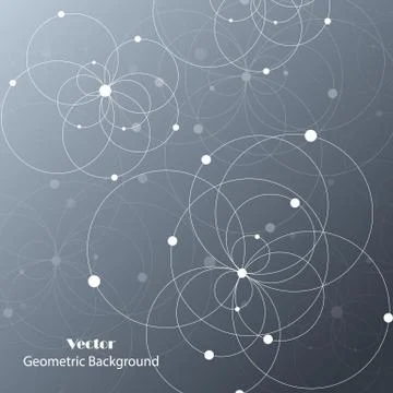 Geometric pattern with connected circles and dots. Stock Illustration