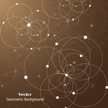 Geometric pattern with connected circles and dots. Stock Illustration