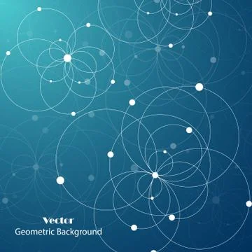 Geometric pattern with connected circles and dots. Stock Illustration