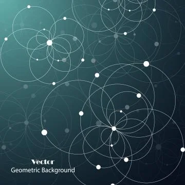 Geometric pattern with connected circles and dots. Stock Illustration