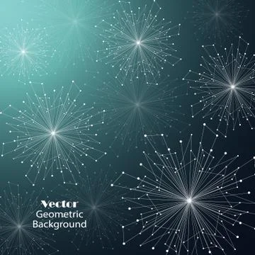 Geometric pattern with connected lines and dots Stockillustratie